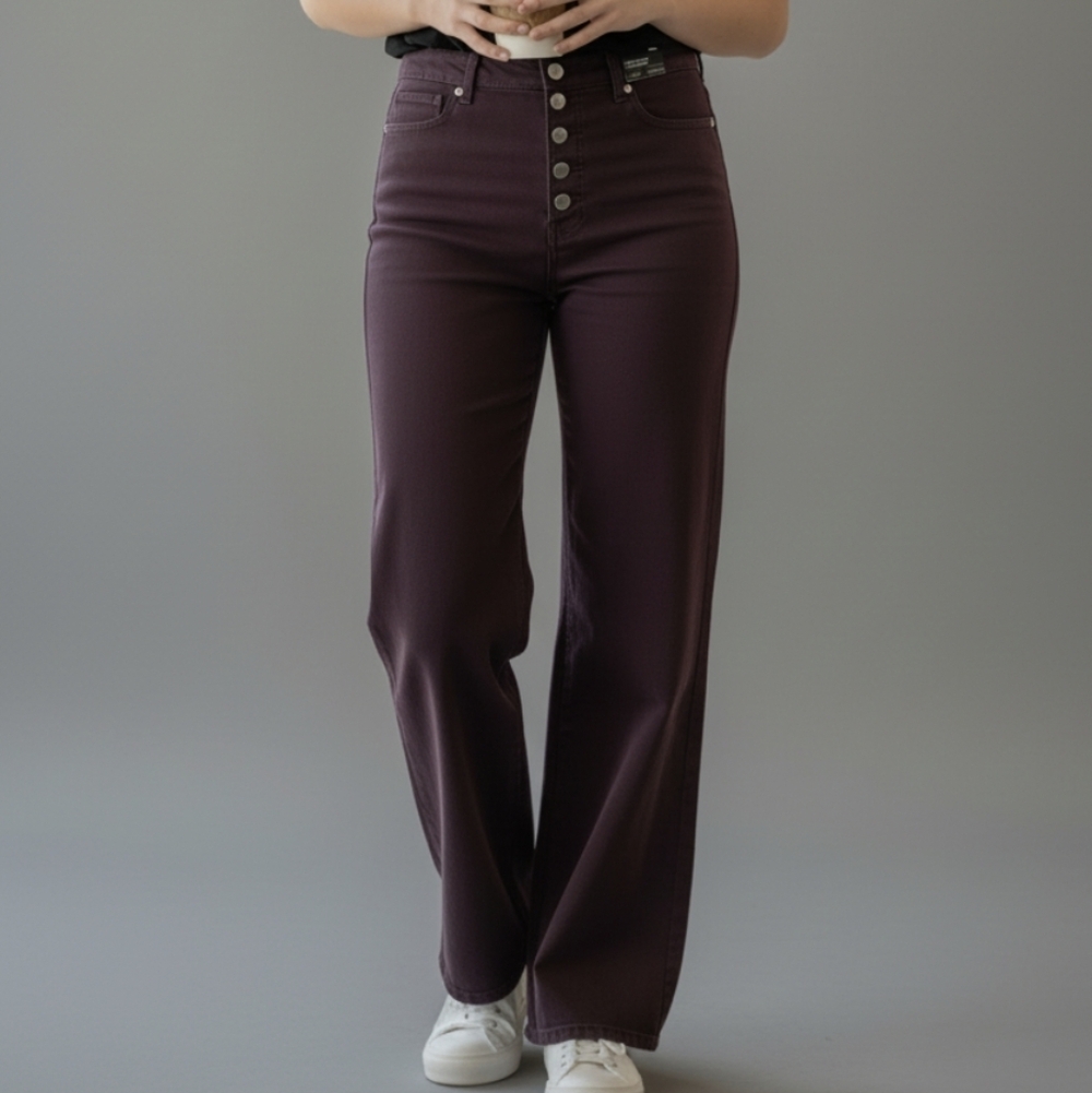 Express Women's Purple High-Waisted Jeans